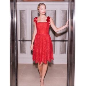 Gal Meets Glam Lucia lace cranberry dress